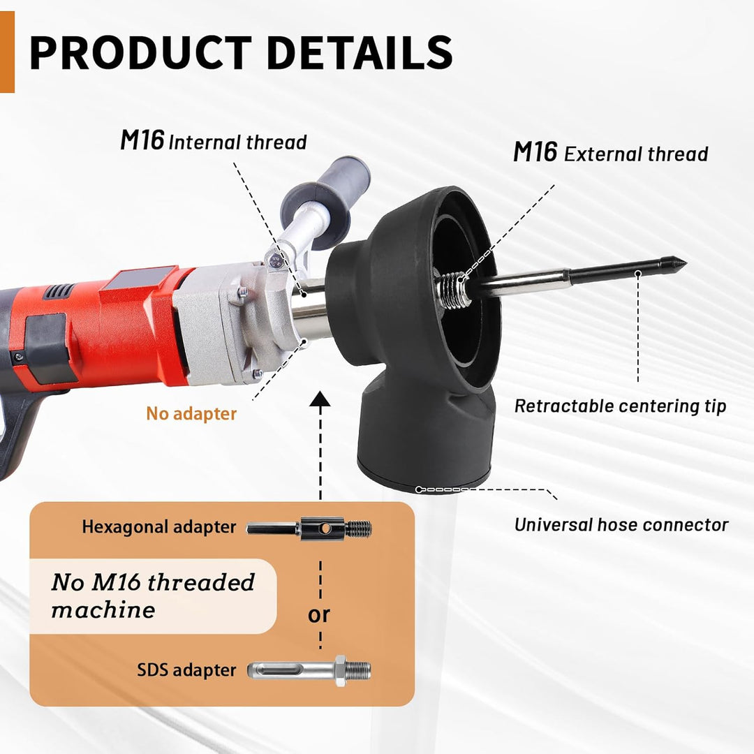 CPROSP Staubabsaugung für Dosensenker, mit einziehbarer Zentrierspitze, Absaugung M16 auf M16, Staub