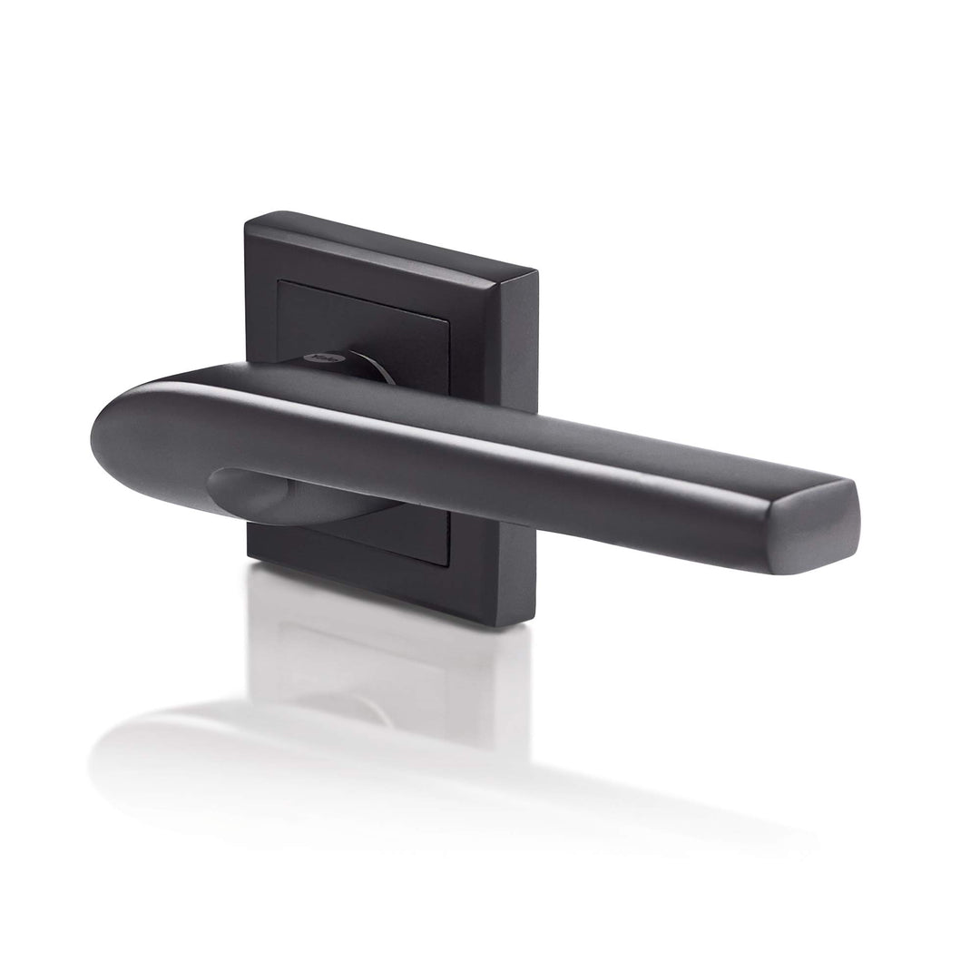 Yale Schwarzer Türgriff - Verona - Badezimmer-Türgriff mit Knaufrosette - 35-ZR-8x8-A001-WC-56-11 -