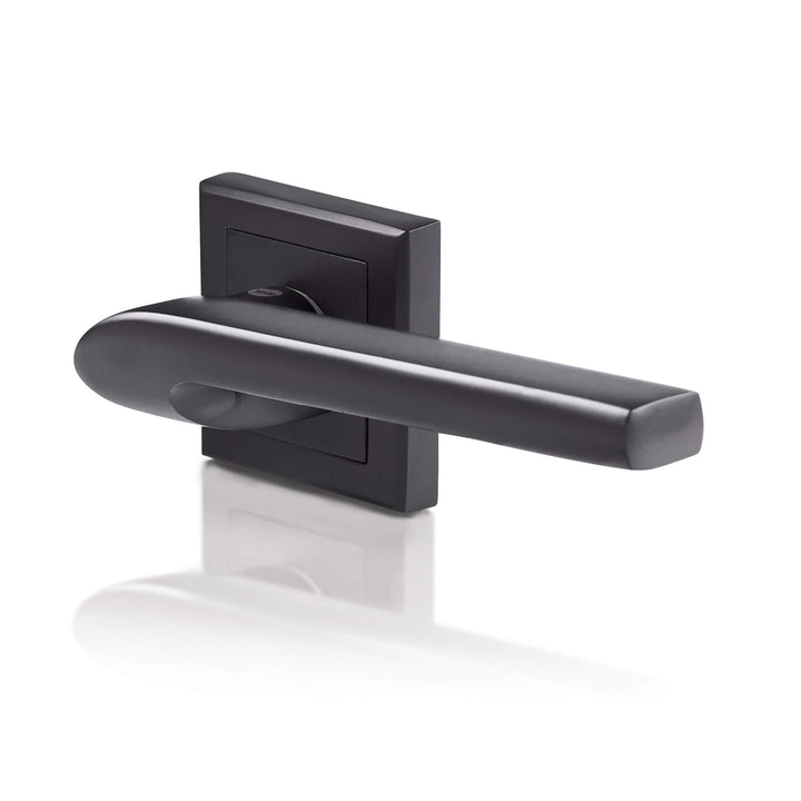 Yale Schwarzer Türgriff - Verona - Badezimmer-Türgriff mit Knaufrosette - 35-ZR-8x8-A001-WC-56-11 -