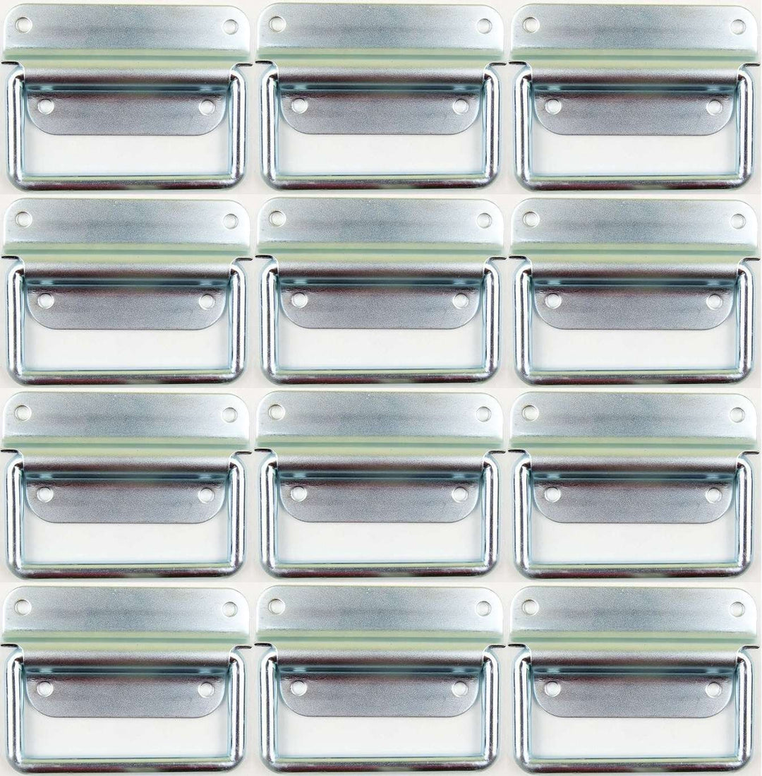 Adam Hall Hardware 3440 M12 AH - 12er Set Klappgriff / Kistengriff silber 4-Loch zweiteilig