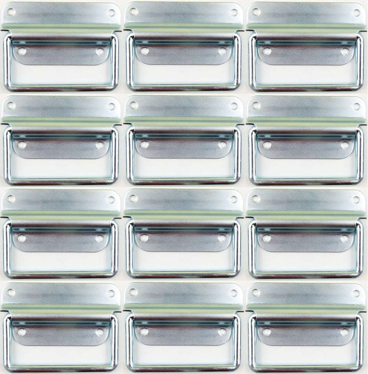 Adam Hall Hardware 3440 M12 AH - 12er Set Klappgriff / Kistengriff silber 4-Loch zweiteilig