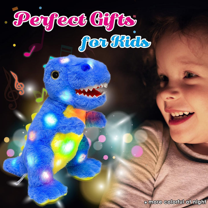 Blau Dinosaurier LED Plüschtier mit Licht up Plüsch T-Rex Plüschtiere Spielzeug, Dino Kuscheltier St