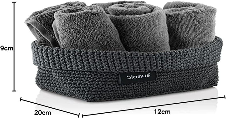 blomus -TELA- Häkelkorb L aus Kunstfaser, Anthrazit, Korb für Aufbewahrung, hochwertige Verarbeitung