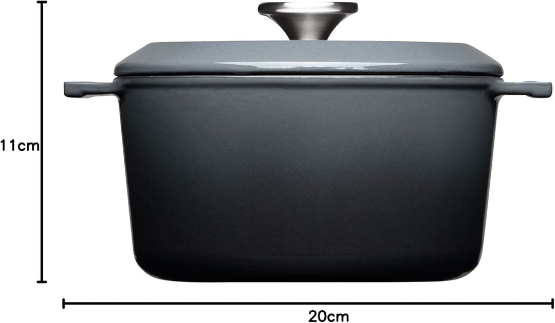 Woll Iron Gusstopf mit Deckel und Silikongriffen - Induktiv -, Ø 20 cm, 11 cm hoch, 2,8l - Geeignet