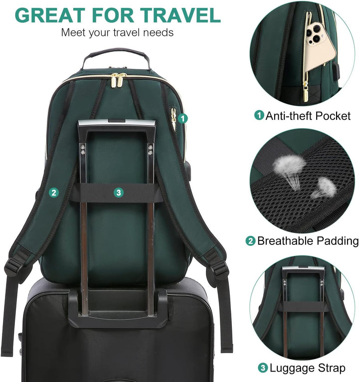 LOVEVOOK Rucksack Damen Gross, 17 Zoll Laptoptasche Daypacks Schulrucksack Mädchen Teenager Elegant