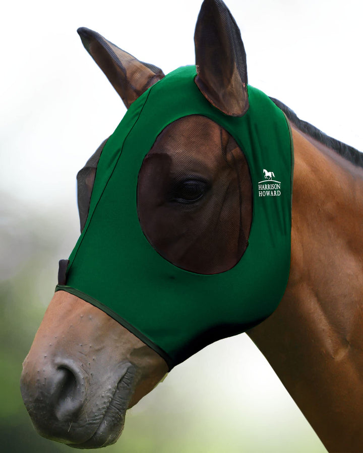 Harrison Howard Super Comfort Stretchy Fly Mask Large Eye Space with UV Protection Soft on Skin with