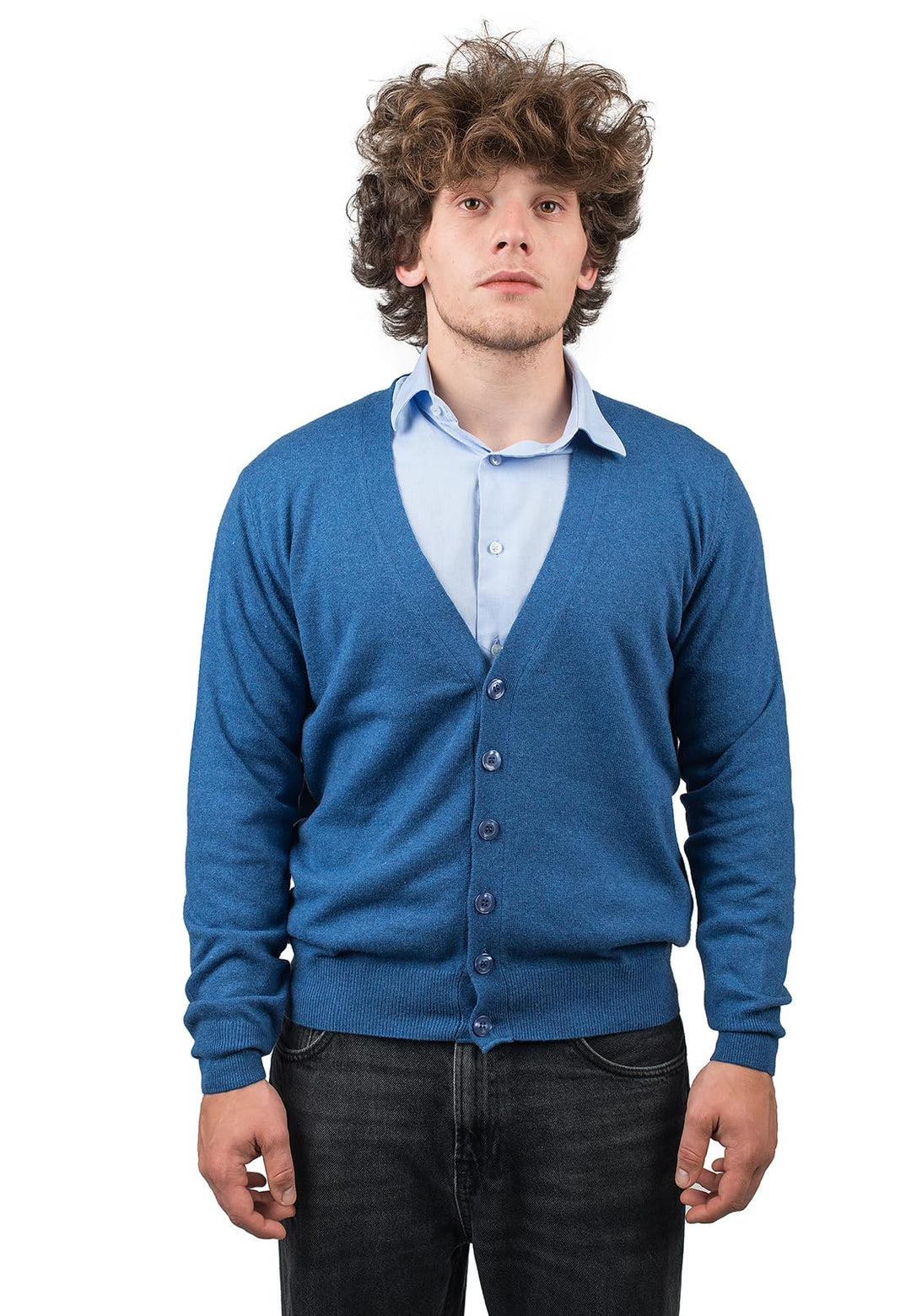 Dalle Piane Cashmere - Strickjacke aus gemischtem Kaschmir, Made in Italy - Herren S Blu Royal, S Bl