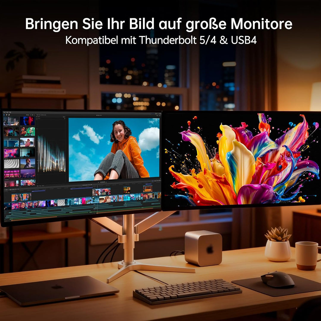 Bidirektional USB-C auf DisplayPort 2.1 Kabel, 80Gbps UHBR20, 16K@60Hz 8K@120Hz 4K@240Hz, VRR HDR Th