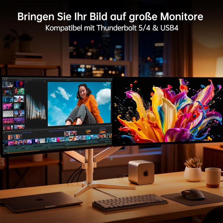 Bidirektional USB-C auf DisplayPort 2.1 Kabel, 80Gbps UHBR20, 16K@60Hz 8K@120Hz 4K@240Hz, VRR HDR Th