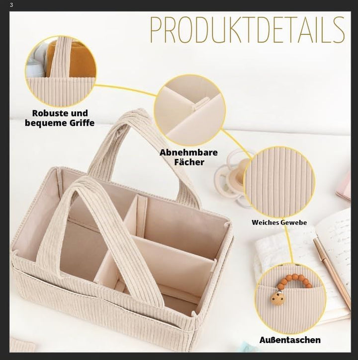 Wickeltasche Organizer, Tragbarer Wickelkorb mit Fächern &amp; Griffen, Large Wickel Organizer, Diaper C