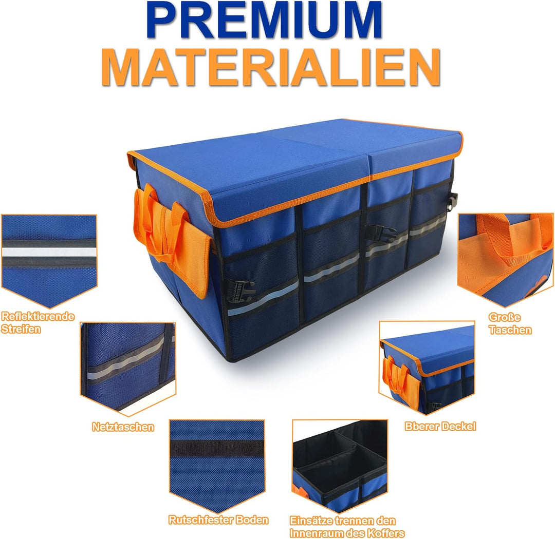 Premium Auto Kofferraumtasche mit Deckel, Praktisch 600D Oxfordstoff Kofferraum Organizer, Wasserdic