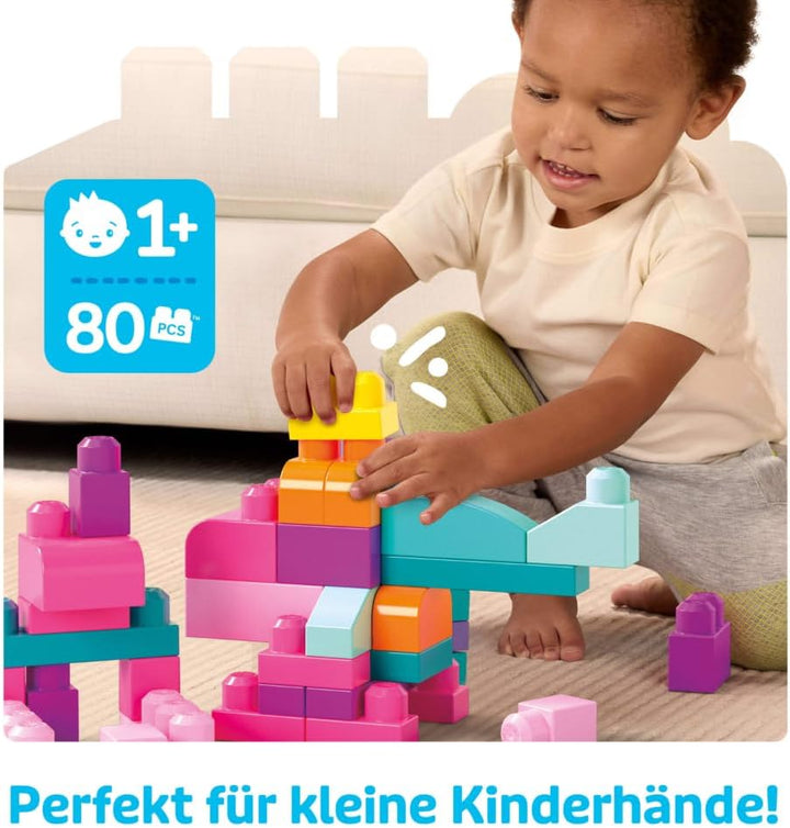 MEGA BLOKS Grosser Bausteinebeutel - 80 robuste Bausteine mit wiederverwendbarem Aufbewahrungsbeutel