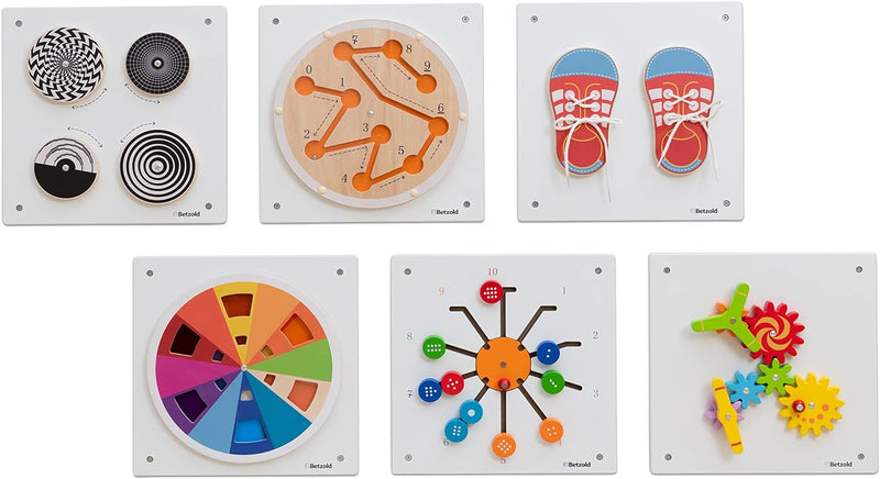 Betzold - Wandelemente Set, 6er-Set - Holz-Wandspiel Motorik für Kinder Nocolor, Nocolor