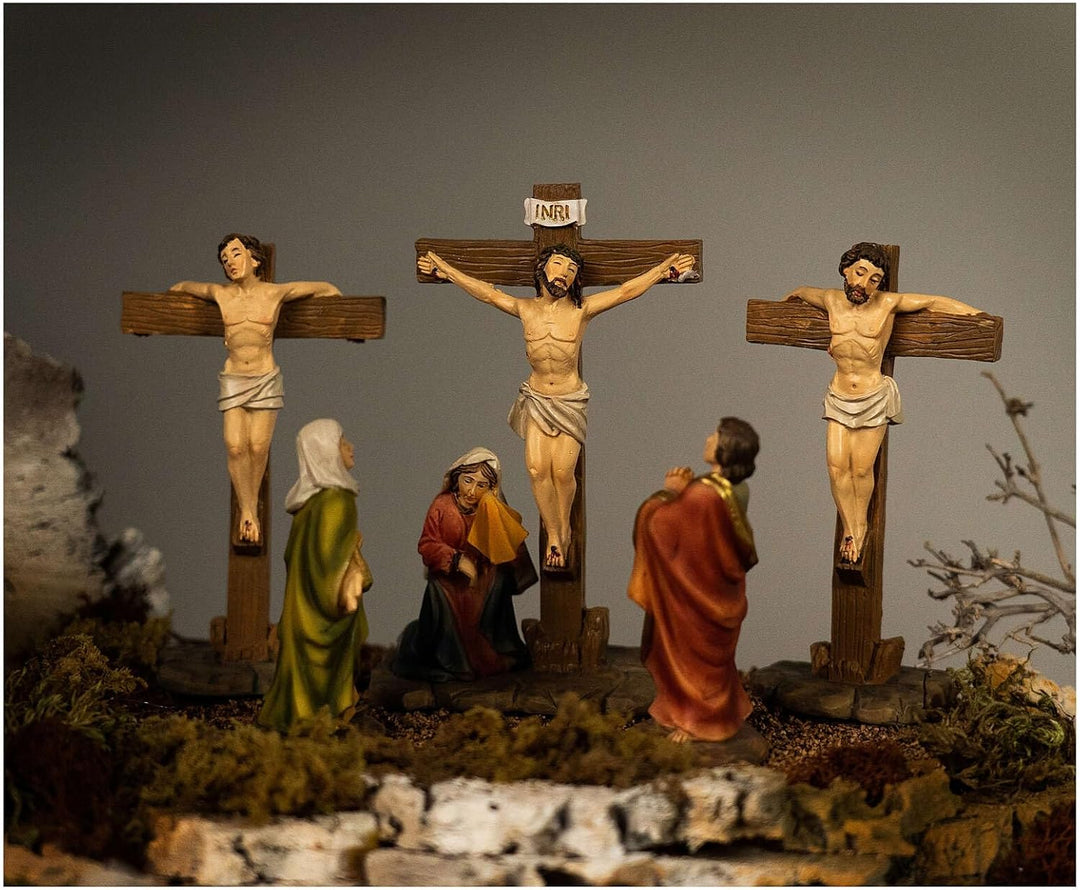 Holyart Osterkrippe, Modul 6, Kreuzigung, Auferstehung, 35x50x40 cm, für 9 cm Krippe, Mit Statuetten