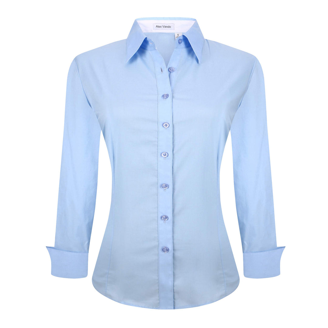 Alex Vando Bluse Damen Langarm Hemd Damen Stretch – Business Button Down Shirts, Bügelfrei Arbeitshe