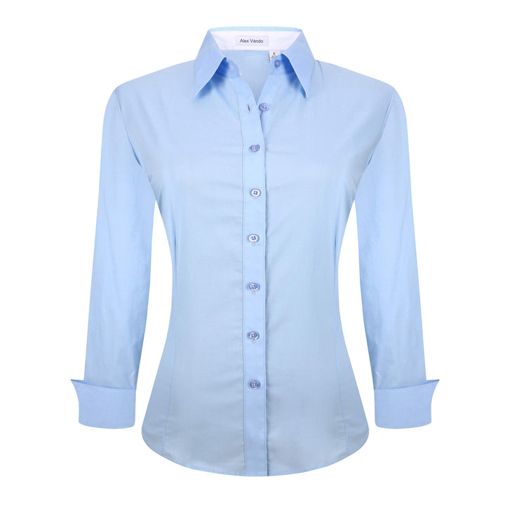 Alex Vando Bluse Damen Langarm Hemd Damen Stretch – Business Button Down Shirts, Bügelfrei Arbeitshe