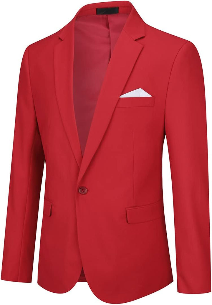YOUTHUP Herren Sakko Slim Fit Anzugjacke für Business Hochzeit Eleganter 1 Knöpfen Blazer XXL Rot, X