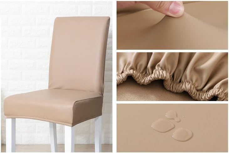 Stuhlhussen 6er/4er PU Leder Stuhlbezug wasserdichte Stretch Esszimmer Stuhlüberzug Stretch Stuhl Hu