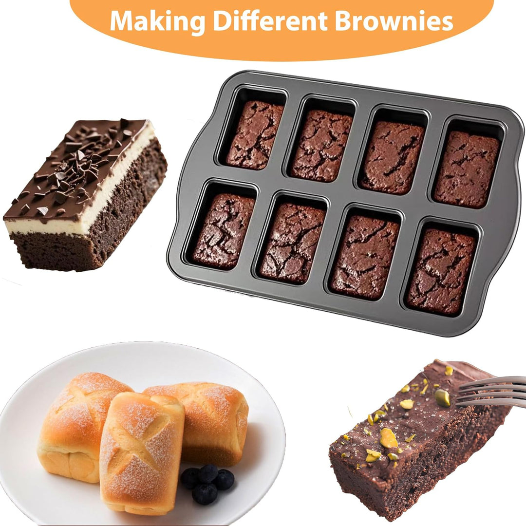 Mini Kuchen Backform, Minikastenkuchenblech Antihaft für 8 Kuchen, Mini Kastenform, Backform Rechtec