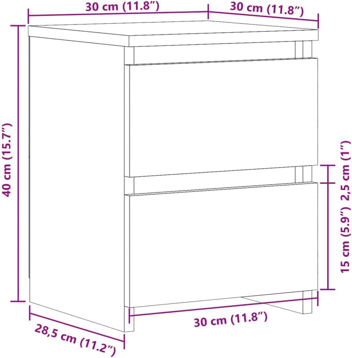 vidaXL Nachttisch 2 STK., Nachtschrank mit 2 Schubladen, Nachtkommode für Schlafzimmer, Nachtkonsole
