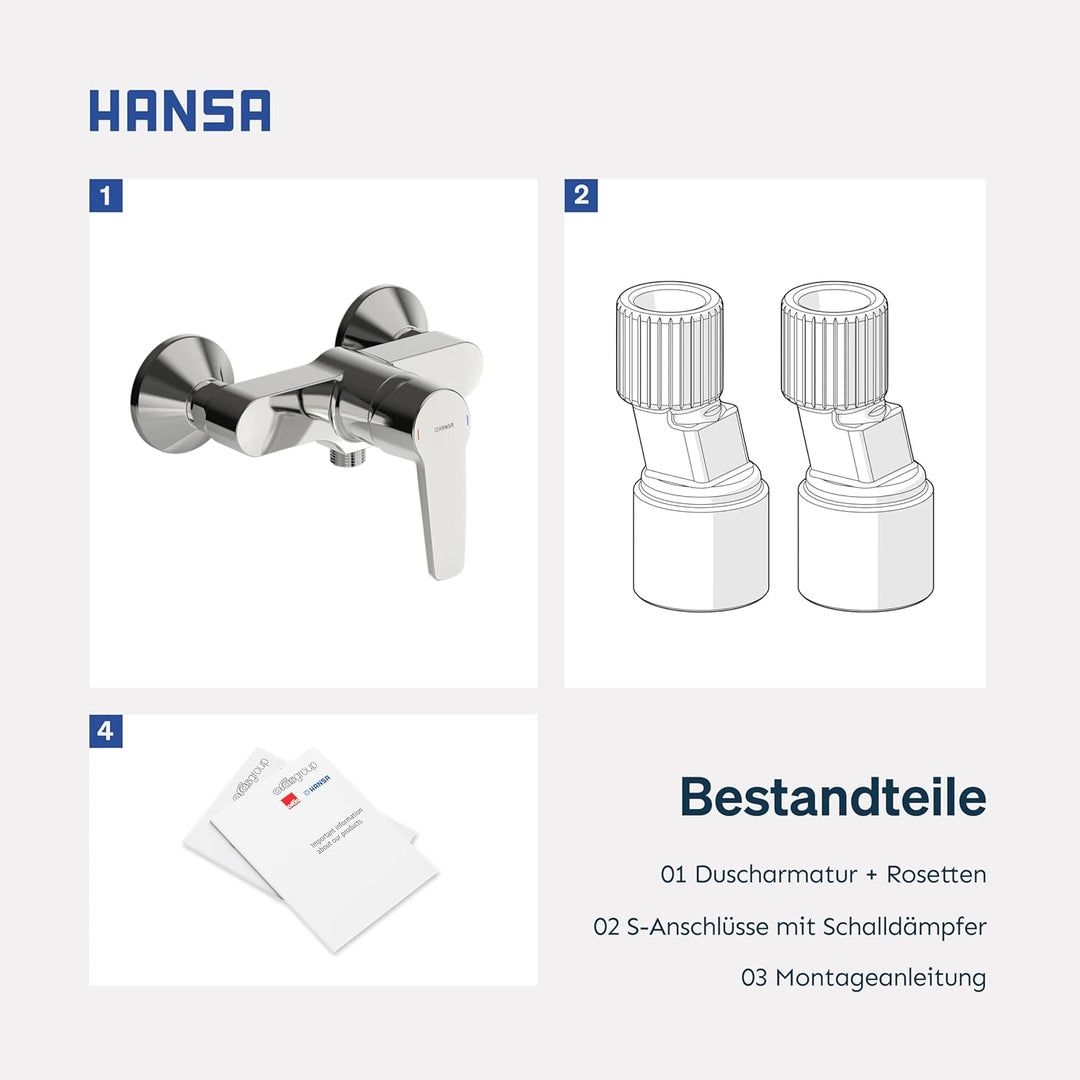 Hansa 51450163 Badewanne/Brause Mischbatterie für Wandaufbau HANSAPINTO | Armaturenkörper aus entzin