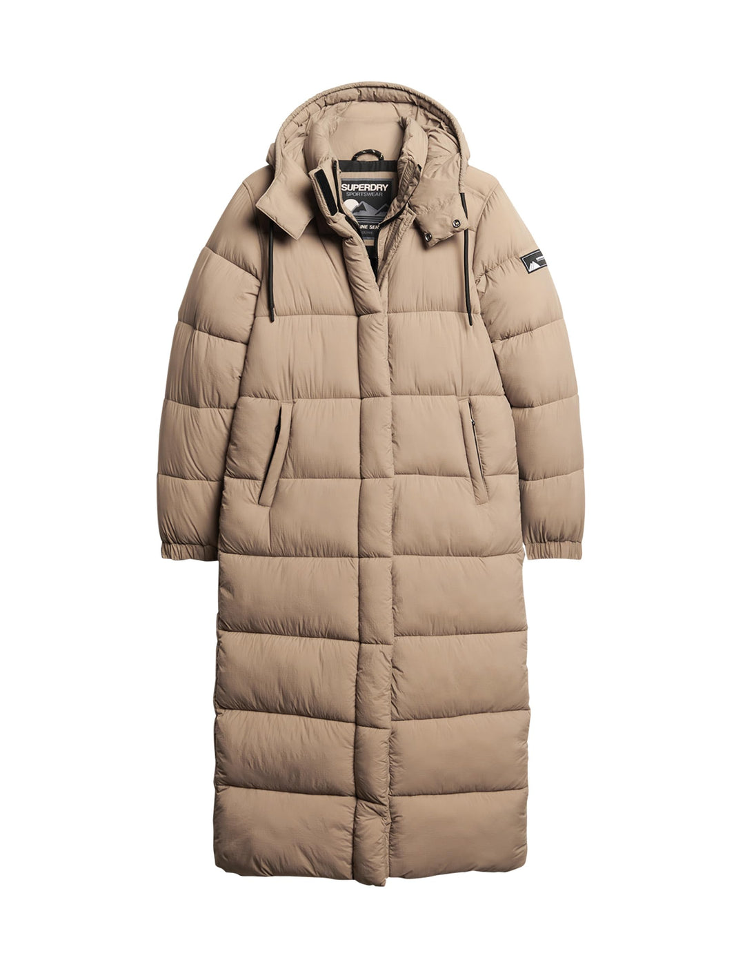Superdry Damen Langer Ripstop Steppmantel 38 fossil braun raster, 38 fossil braun raster