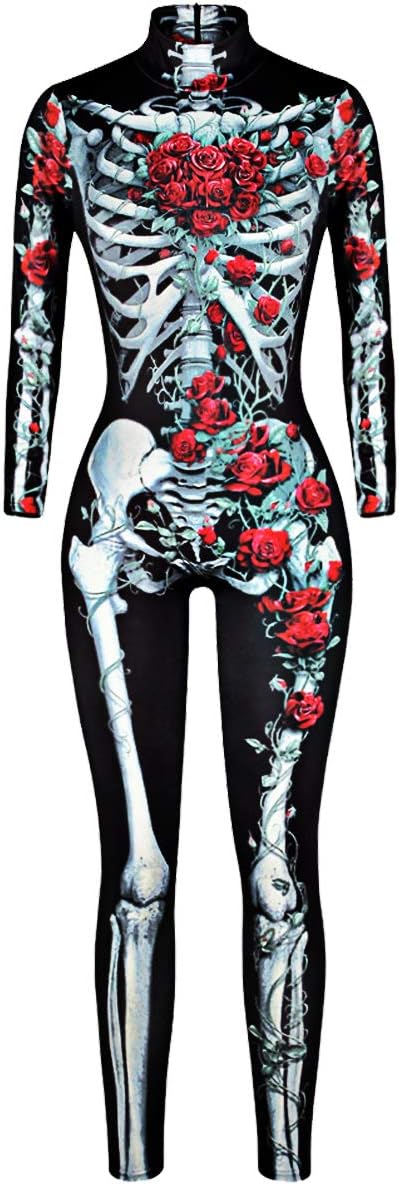 Neusky Lady Skull Skelett Kostüm Perfektes Kostüm für Halloween, Weihnachten, Karneval oder Mottopar