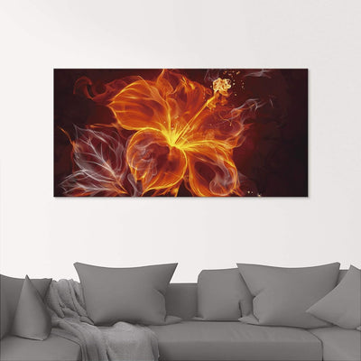 ARTland Glasbilder Wandbild Glas Bild einteilig 80x60 cm Querformat Blumen Feuerblume Feuer Flammen