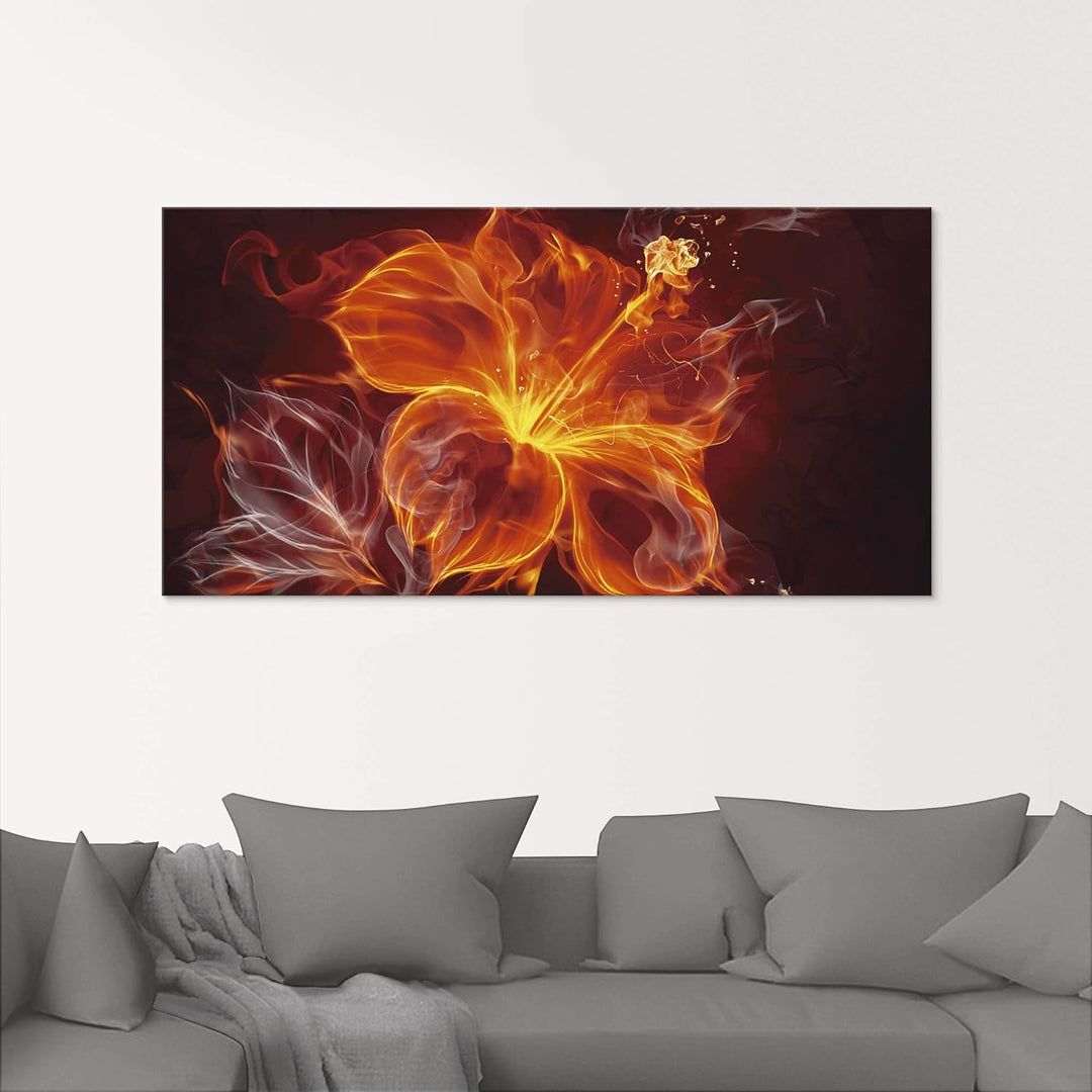 ARTland Glasbilder Wandbild Glas Bild einteilig 40x40 cm Quadratisch Blumen Feuerblume Feuer Flammen