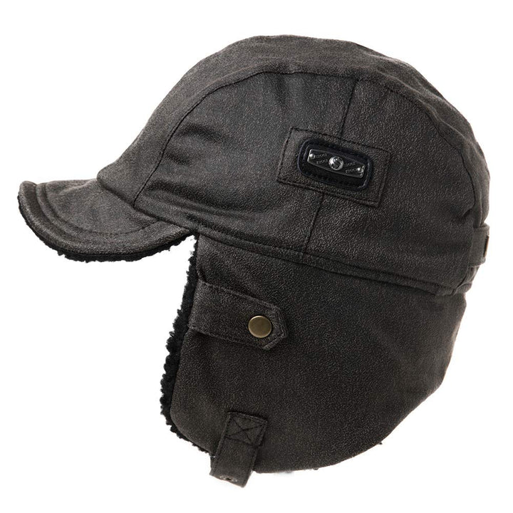 Comhats warme Trappermütze für Herren Kunstleder Hut Unisex Fliegermütze Fellmütze Erwachsenen Männe