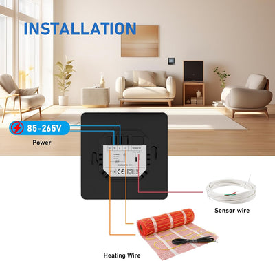 Underfloor Heating Thermostat Digital Temperature Controller Weekly Circulation Programmable Floor S