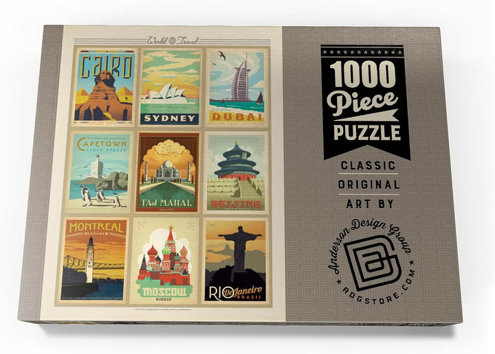 World Travel, Collage, Vintage Poster - Premium 1000 Teile Puzzle - MyPuzzle Sonderkollektion von An