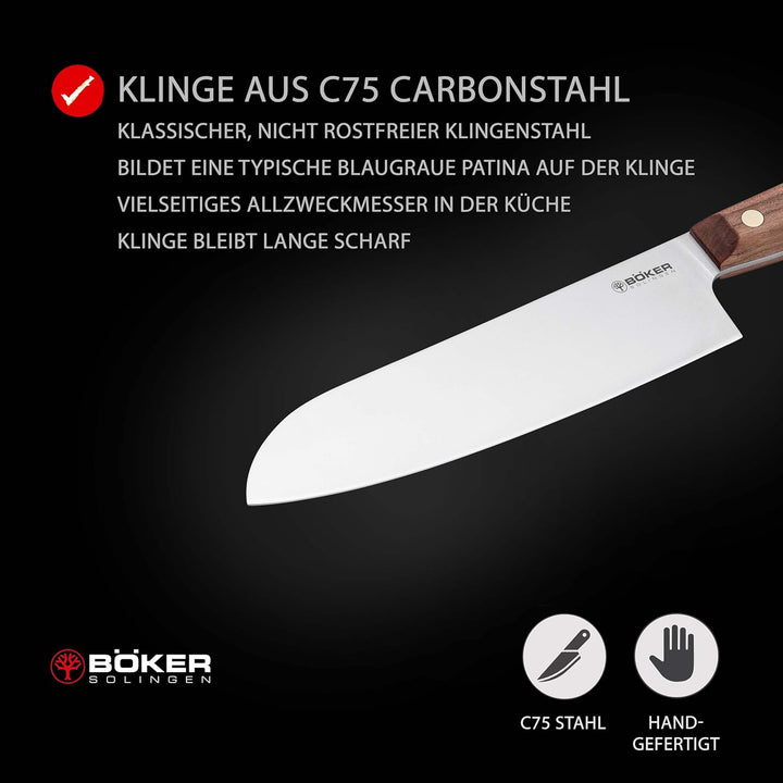 BÖKER SOLINGEN® Cottage-Craft - handgefertigtes Santoku-Messer - Küchenmesser aus Solinger Manufaktu