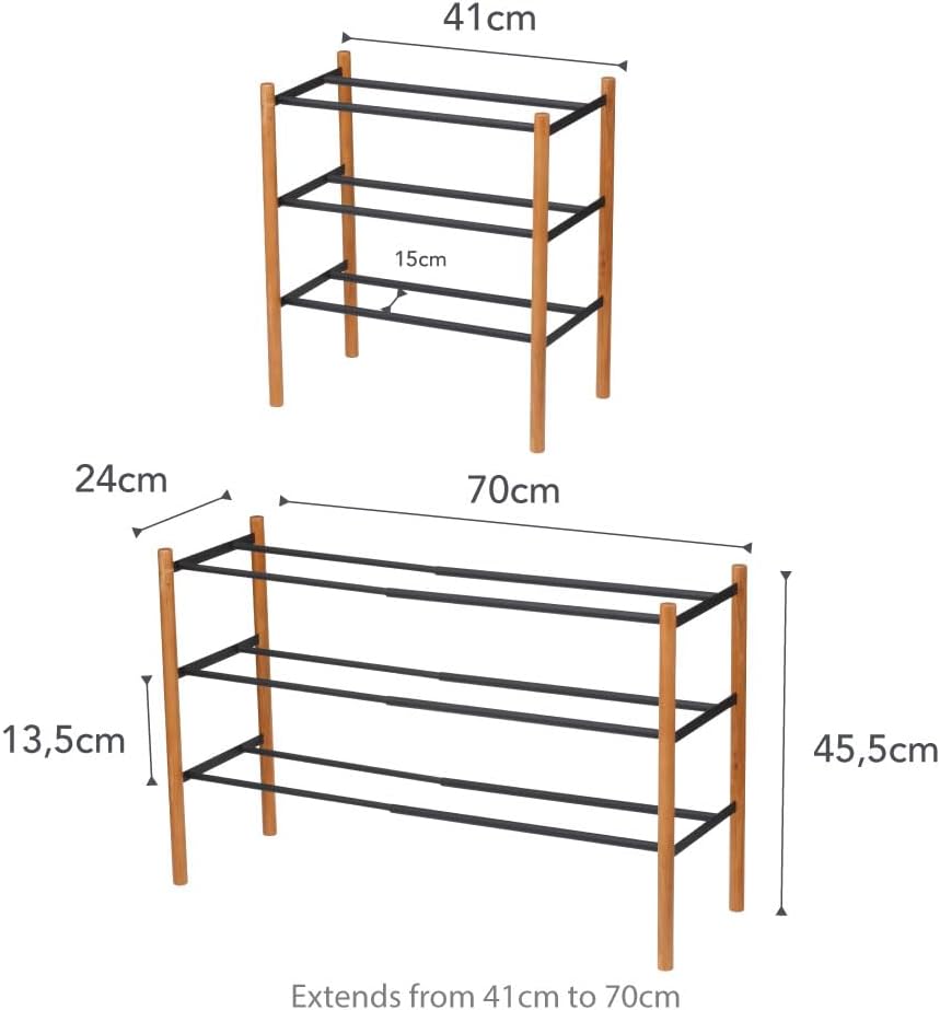 Expand. Shoe Rack - Plain - black Schwarz, Schwarz