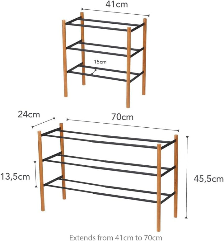 Expand. Shoe Rack - Plain - black Schwarz, Schwarz