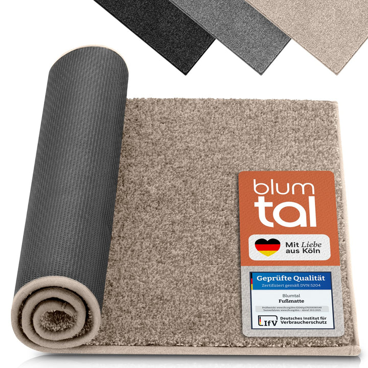 Blumtal Fussmatte 50x80 cm - Mikrofaser Schmutzfangmatte mit wasserdichter TPR-Rückseite - rutschfes