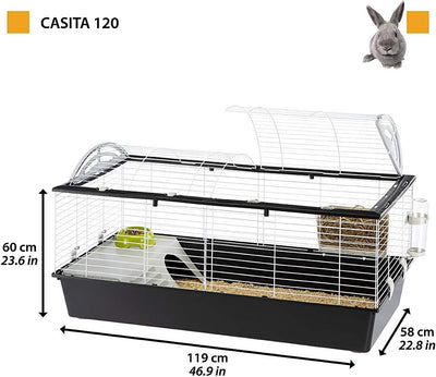 FERPLAST Nagetierkäfig CASITA 120 für Kaninchen, Meerschweinchen, Meerschweinchen, aus Metall, inklu