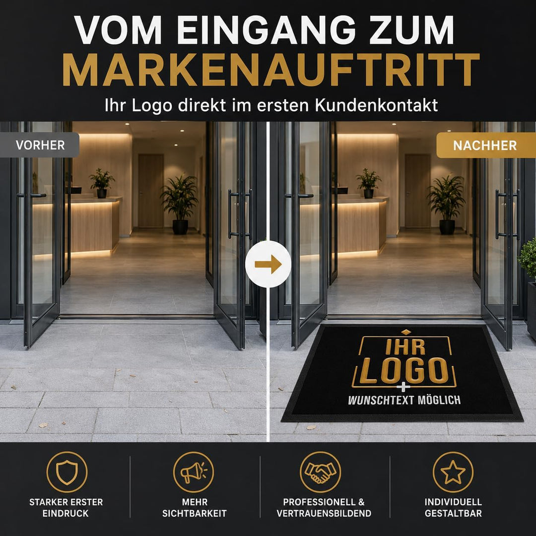 Print Royal Personalisierte Fussmatte mit Logo und Wunschtext - Logomatte - Schmutzfangmatte mit Log
