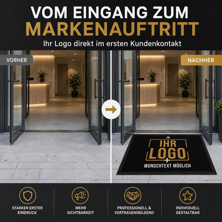Print Royal Personalisierte Fussmatte mit Logo und Wunschtext - Logomatte - Schmutzfangmatte mit Log
