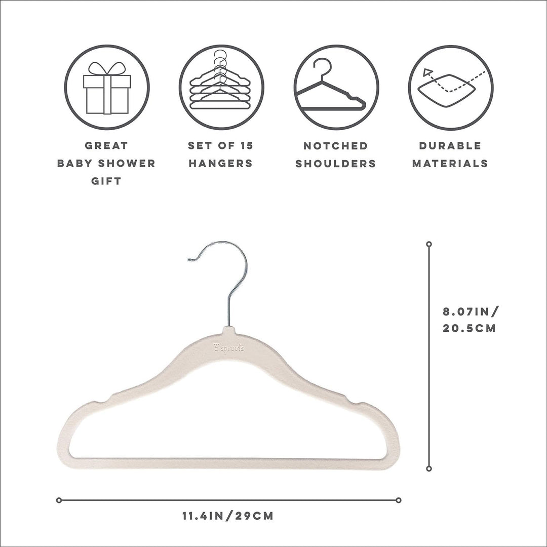 3 Sprouts Baby-Schrank-Organizer-Set – 15 Kinderzimmer-Kleiderbügel mit Trennwänden in 8 Grössen, Sc