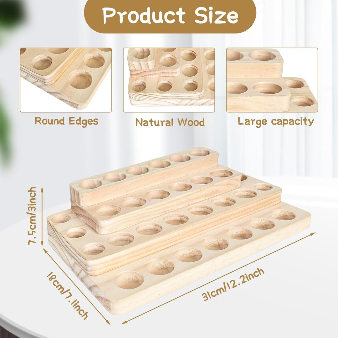 Dokeno Ätherisches Öl Display Ständer, Holz 4-Lagen Ätherische Öle Aufbewahrung 31 Löcher Ätherische