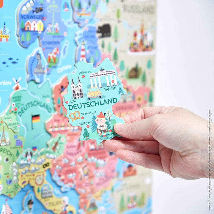 Janod - Magnetisches Puzzle Europakarte - Pädagogisches Holzpuzzle zum Lernen der Geographie - Europ