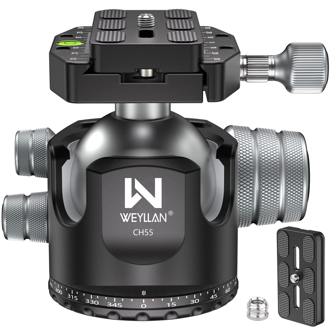 WELLAN Kugelkopf Stativkopf,Heavy Duty 360 Panorama-Stativkopf, CNC Aluminiumlegierung Stativ-Kamera