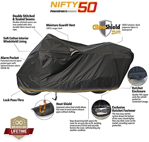 Dowco WeatherAll Plus Motorradabdeckung Ratschenbefestigung schwarz wasserdicht XXL, XXL