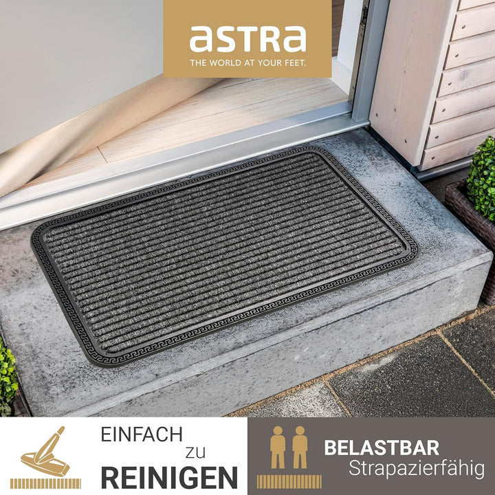 Astra Fussmatte Aussen & Innen - 2er Set 40x60 cm Grau Linien - Sauberlauf Türmatte rutschfest - Sch