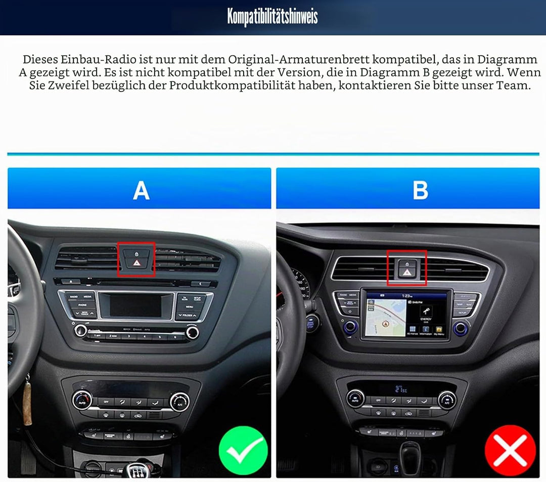 CAMECHO Android 15 Qualcomm Octa Core 4G+64G Autoradio für Hyundai i20 (2015-2018) mit Carplay Andro