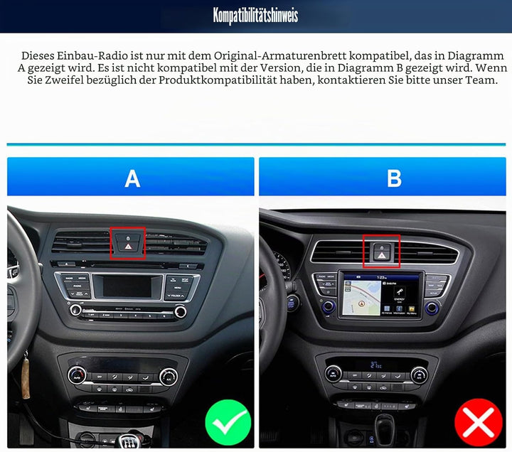 CAMECHO Android 15 Qualcomm Octa Core 4G+64G Autoradio für Hyundai i20 (2015-2018) mit Carplay Andro