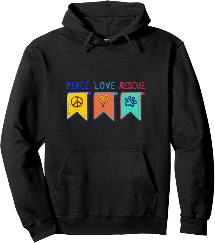 Peace Love And Rescue Dogs Lustiges Geschenk Pullover Hoodie