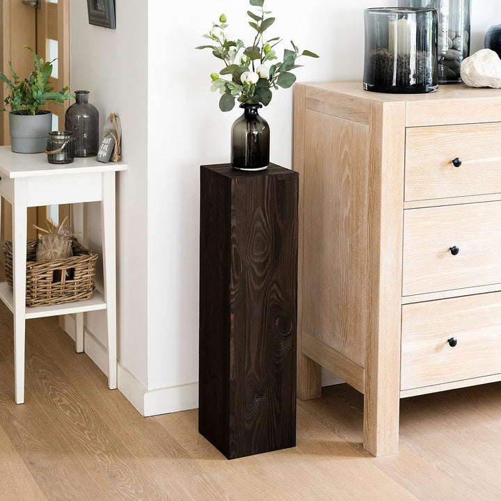 DECORATIVO Holzständer, Holzblock Massiv, Baumstamm Deko - Bodenwindlicht Säule perfekt als Innendek