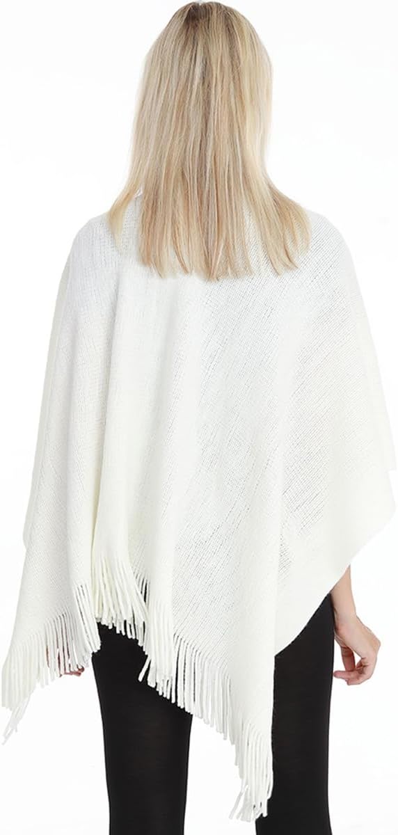 Rayson Poncho Damen Vintage Schal Wrap Schal Mit Plüschausschnitt Und Seitentaschen Open Front Ponch